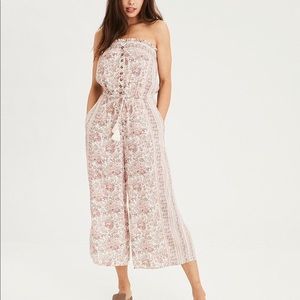 American Eagle Strapless Floral Jumpsuit